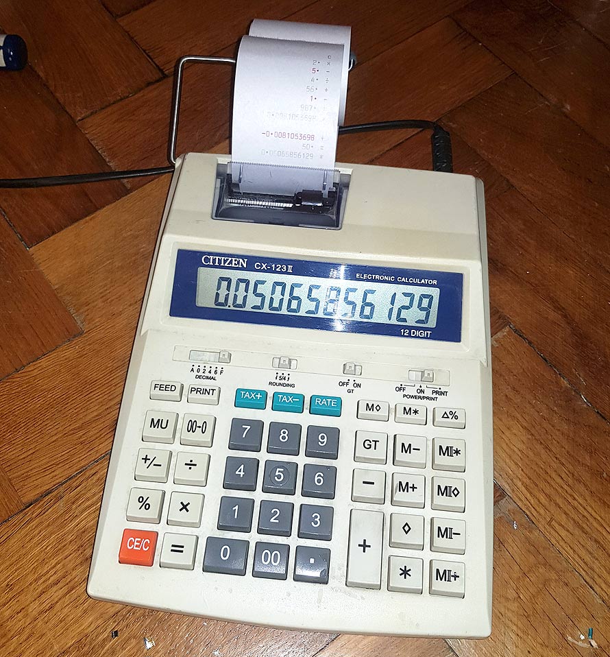 citizen cx-123ii printing calculator hack